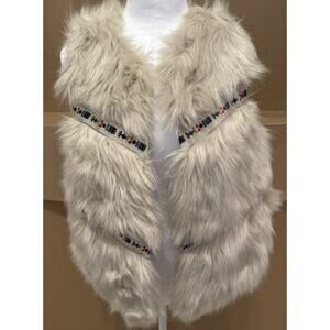 New Directions Vest Faux Fur Ivory Size S NWT